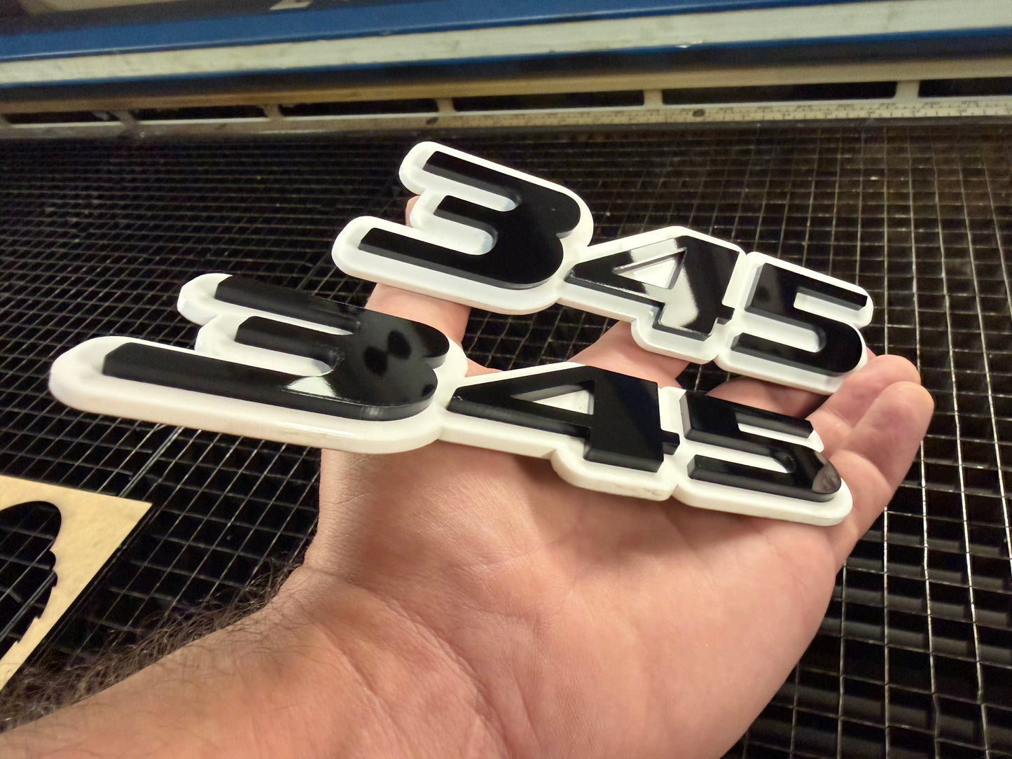 3D White/Black 345 Badges (2 included)