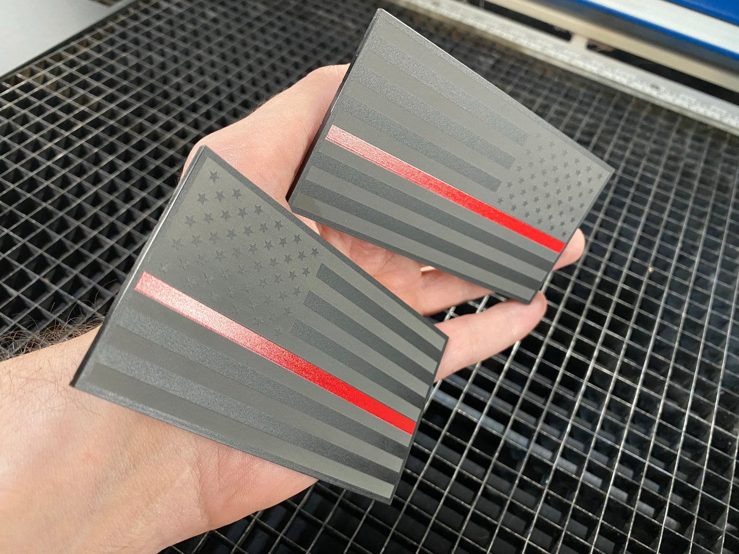 Matte Black Red Line Flags NEW STYLE (2 included) - Forged Concepts