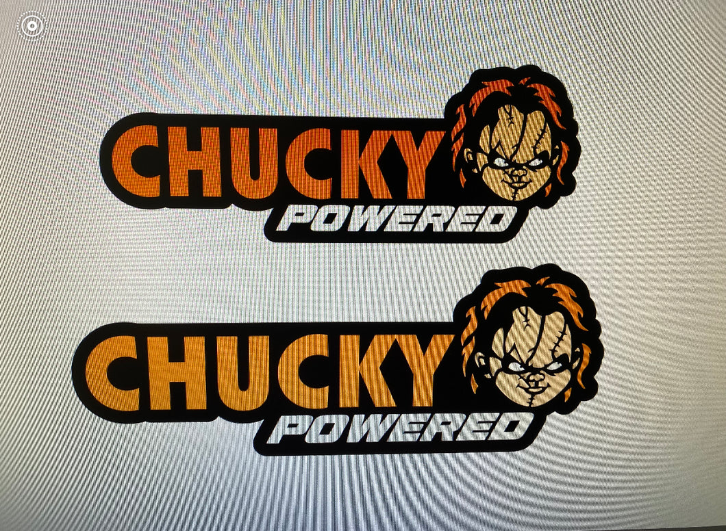 Powered By Chucky Badges (2 Fender Badges)