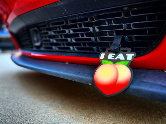 I eat Peach Hangdown Badge - Forged Concepts