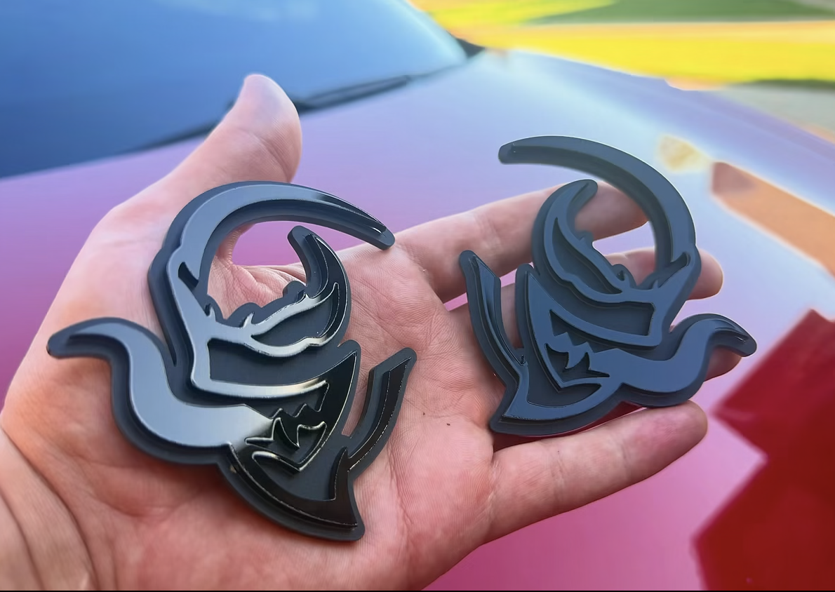 Dual Layer Hell Venom Car Badges – Gloss/Matte Black