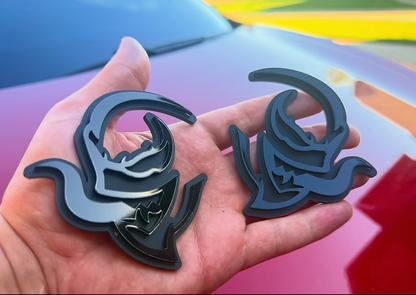 Dual Layer Hell Venom Car Badges – Gloss/Matte Black