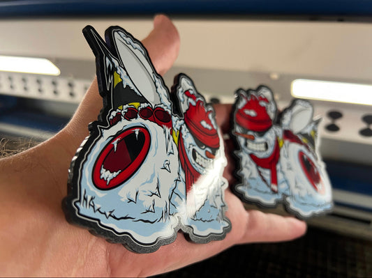Red Frosty Bees (2 Badges) - Forged Concepts