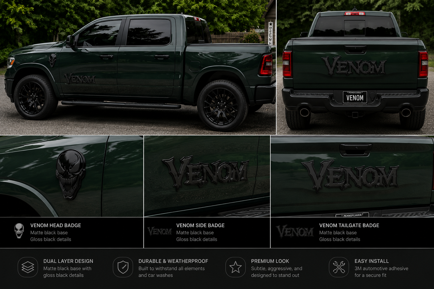 Large Venom Tailgate badge (individual cut letters)