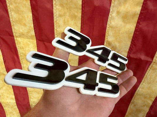 3D White/Black 345 Badges (2 included) - Forged Concepts