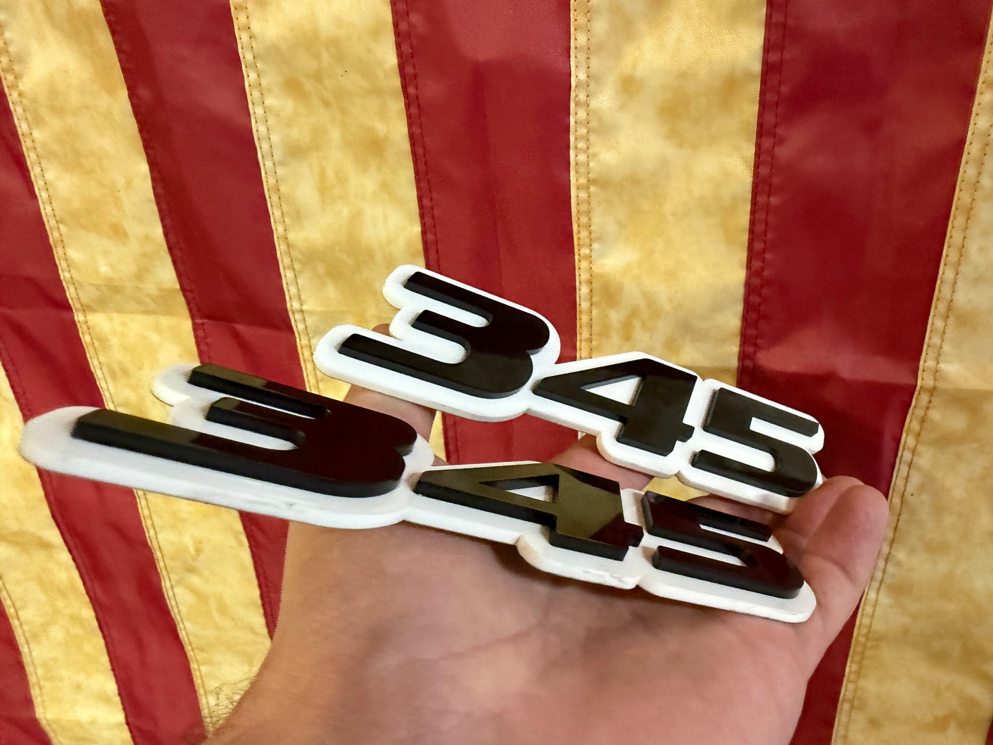 3D White/Black 345 Badges (2 included)