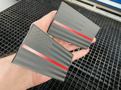 Matte Black Red Line Flags NEW STYLE (2 included) - Forged Concepts