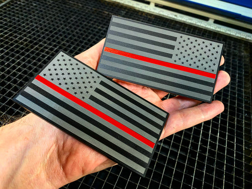 Matte Black Red Line Flags NEW STYLE (2 included) - Forged Concepts