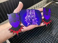 Load image into Gallery viewer, Purple/Red Black Panther Badges (2 badges AND Steering Wheel Insert) - Forged Concepts