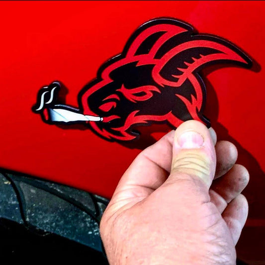 Evil Smoking Goat Red/Black (2 Badges) - Forged Concepts