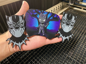 Cartoon Black Panther Badges (2 badges AND Steering Wheel Insert) - Forged Concepts
